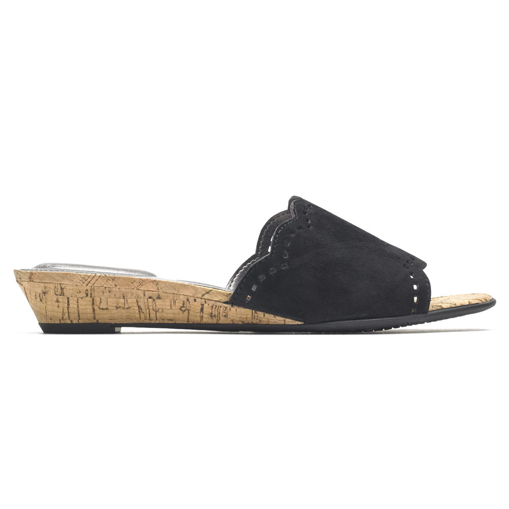 Sandalias Rockport Mujer Mexico - Total Motion Zandra Scallop Negros - KYPRD7153